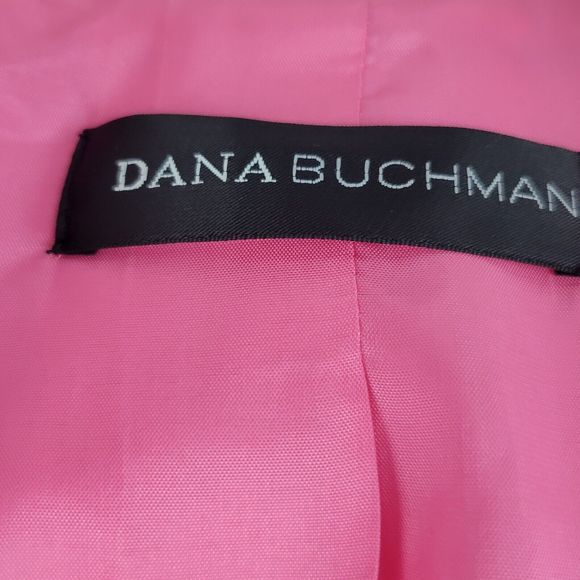 Dana Buchman Blazer Size 10-12 Pink & Multi Color Stripe Jacket Ribbon Cuffs - Picture 3 of 12